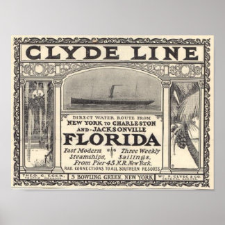 Póster Anuncio de vapor de la Línea Clyde Vintage en Flor