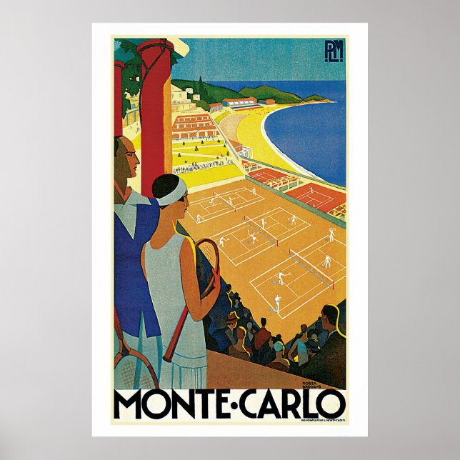 Póster Anuncio de Viaje al Tenis de Monte Carlo (Frente)