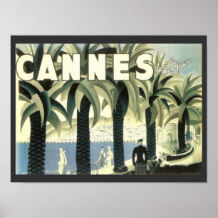 Póster Anuncio de viaje de Cannes de época