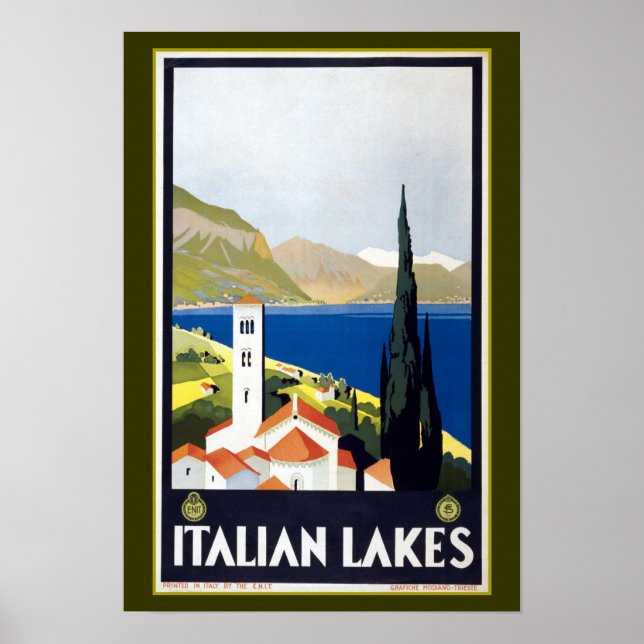 Póster Anuncio de viaje de la Vieja Italia (Frente)