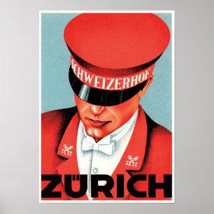 Póster Anuncio de viaje del Vintage Zurich Hotel