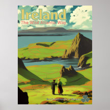 Anuncio de viaje irlandés vintage de Irlanda