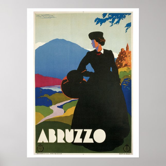 Póster Anuncio de viaje italiano de Abruzzo 1930 (Frente)