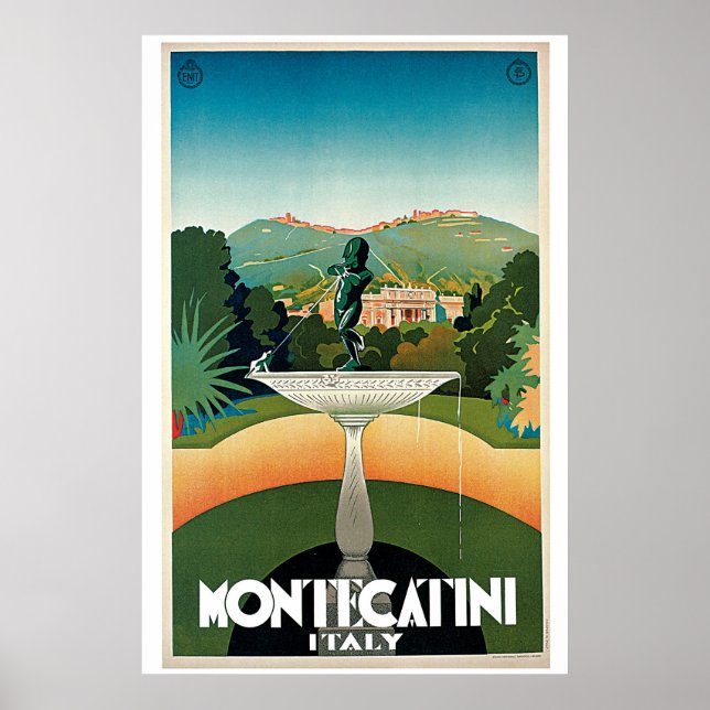Póster Anuncio de viaje italiano de Montecatini (Frente)