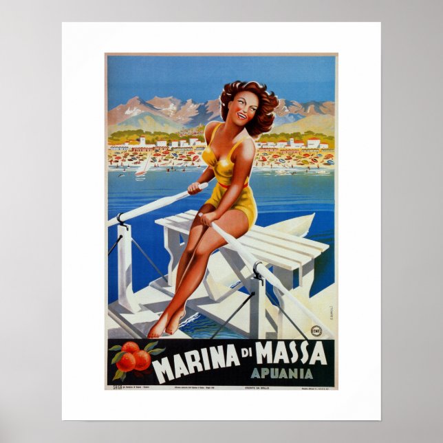 Póster Anuncio de viaje italiano Marina di Massa (Frente)