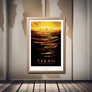 Póster Anuncio de viajes de Ciencia Ficción, Moon Titan