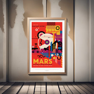 Póster Anuncio de viajes de ciencia ficción, Planet Mars