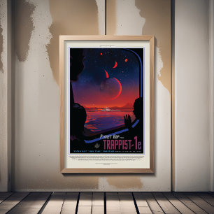 Póster Anuncio de viajes de Sci-Fi, Planet Trapist-1e