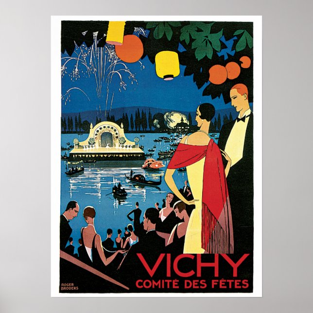 Póster Anuncio de viajes Vichy French 1920 (Frente)