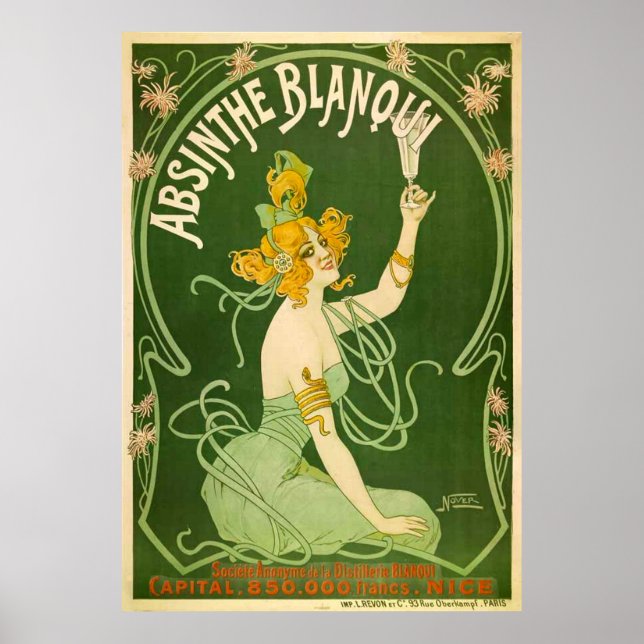 Póster Anuncio de Vintage Absinthe Blanqui (Frente)