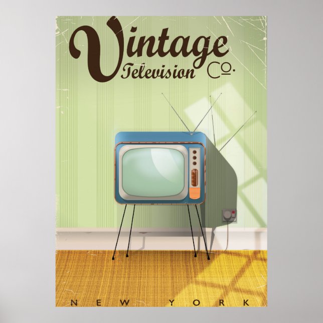 Póster Anuncio de Vintage Television Co. (Frente)