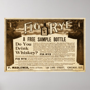 Póster Anuncio de Whiskey de Fig Rye de 1899