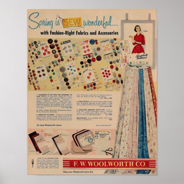 Póster anuncio de Woolworth de 1957 (Frente)