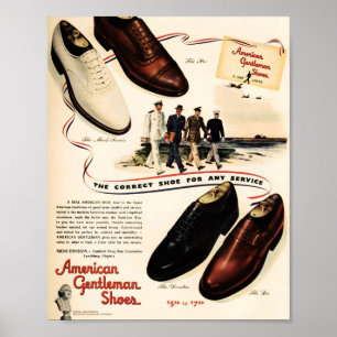 Póster Anuncio de zapatos de caballero americano, W.W. 2