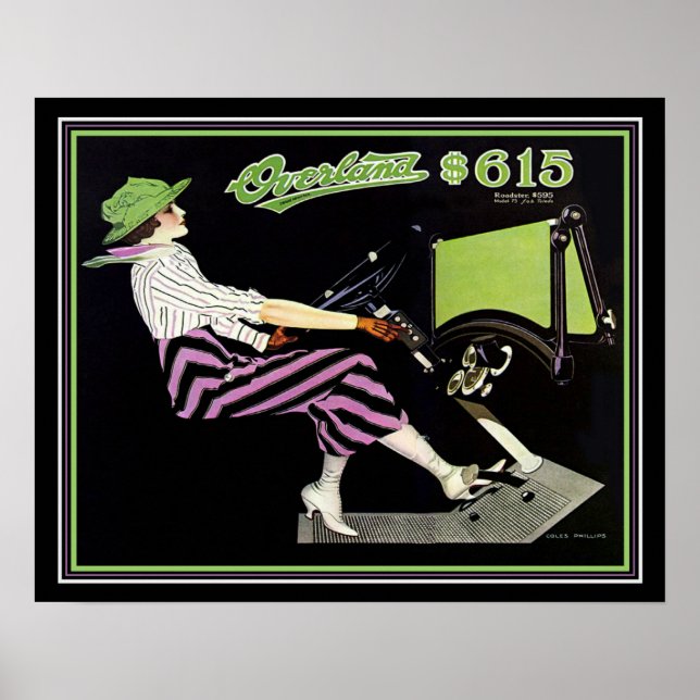 Póster Anuncio Deco "Overland" Roadster - Coles Phillips  (Frente)