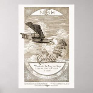 Póster Anuncio del aeroplano de Curtiss del vintage a