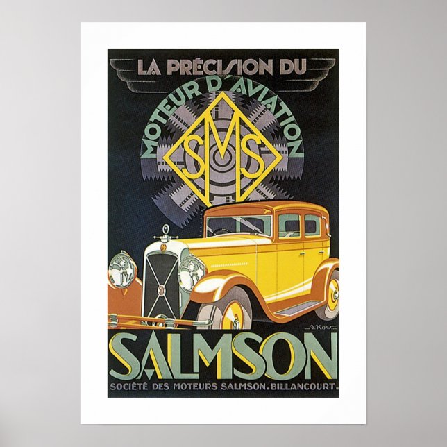 Póster Anuncio del automóvil Vintage Salmson (Frente)