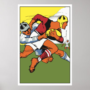 Póster Anuncio del campeonato de rugby retro