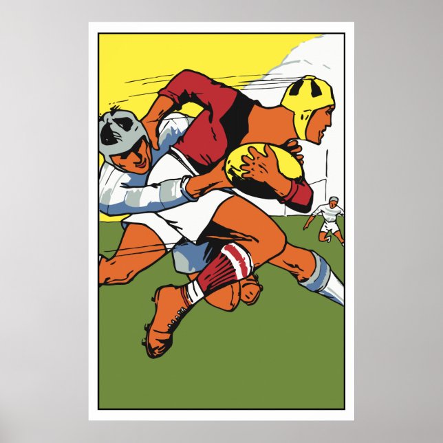 Póster Anuncio del campeonato de rugby retro (Frente)