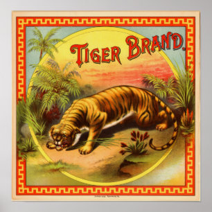 Póster Anuncio del cigarro del vintage: Marca del tigre