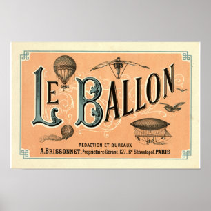 Póster Anuncio del diario aeronáutico Le Ballon 1883
