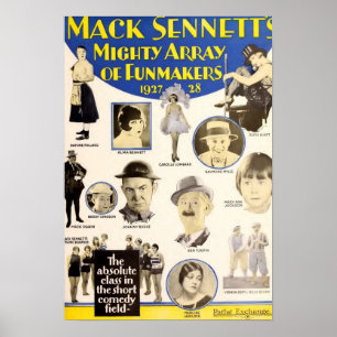 Póster Anuncio del expositor de comediantes de Mack Senne