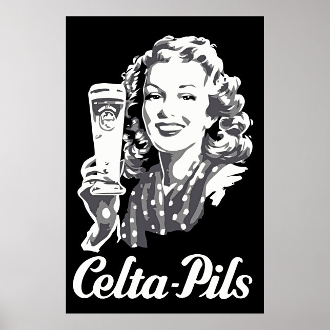 Póster Anuncio del logo de la cerveza belga estilo retro  (Frente)