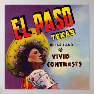 Póster Anuncio del viaje de El Paso, Tejas 1940