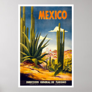 Póster Anuncio del viaje de México del vintage
