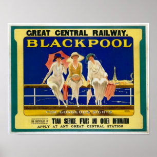 Póster Anuncio del viaje del vintage/Blackpool Inglaterra