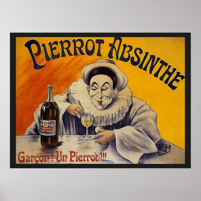 Póster Anuncio del viejo francés Pierrot Absinthe (Frente)