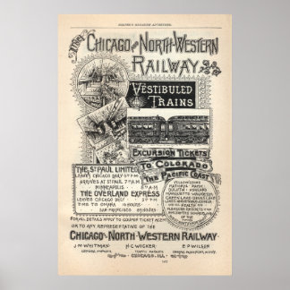 Póster Anuncio del Vintage Chicago North Western Railway 