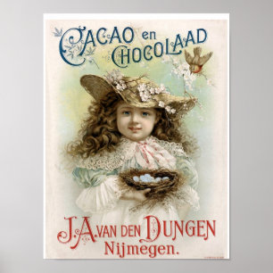 Póster Anuncio del vintage del en Chocolaad del cacao -