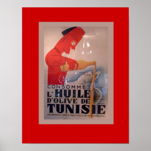 Póster Anuncio del vintage, L'Huile de d'Olive Tunisie