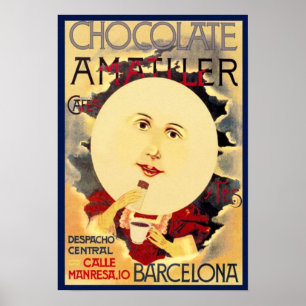 Póster Anuncio español del chocolate del vintage