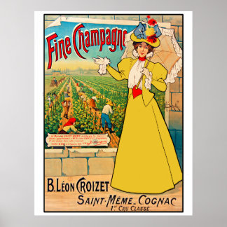 Póster Anuncio francés antiguo para champán fino