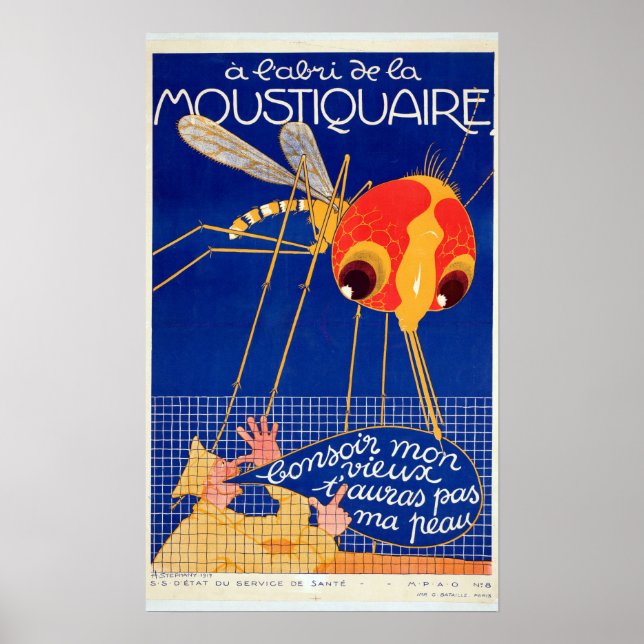 Póster Anuncio francés de control de plagas de mosquitos (Frente)