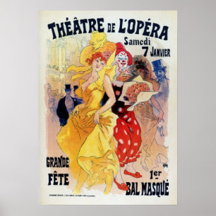 Póster Anuncio francés de la bola de mascarada del époque