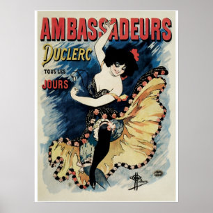 Póster Anuncio francés de la danza del cancan del nouveau