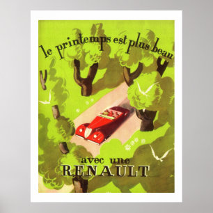 Póster Anuncio francés del coche del vintage