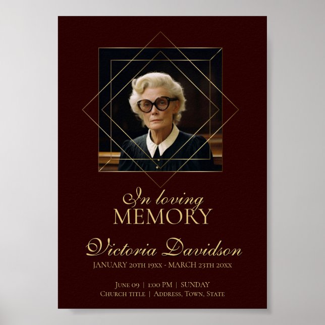 Póster Anuncio Funeral Digital Poste Rojo Oscuro (Frente)