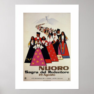 Póster Anuncio italiano del viaje del vintage de Nuoro