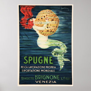 Póster anuncio italiano venezolano SPUGNE MERMAID