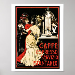 Póster Anuncio italiano victoriano de café espresso