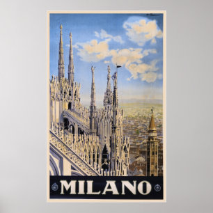 Póster Anuncio Milano Italia del viaje de Litho del