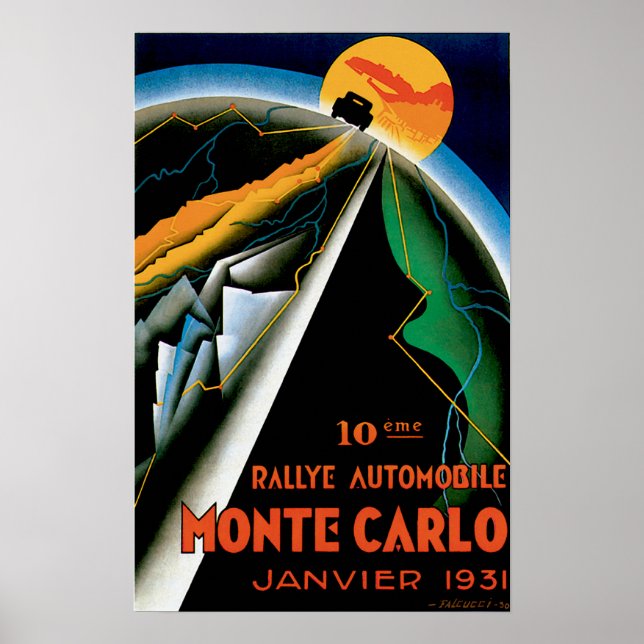 Póster Anuncio Montecario Montecarlo Mónaco para carreras (Frente)