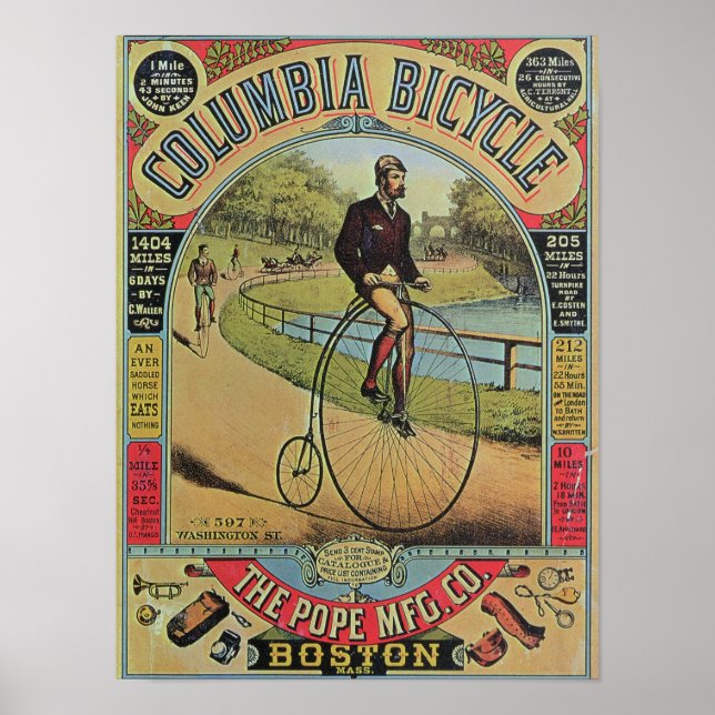 Póster Anuncio para la bicicleta de Columbia (Frente)