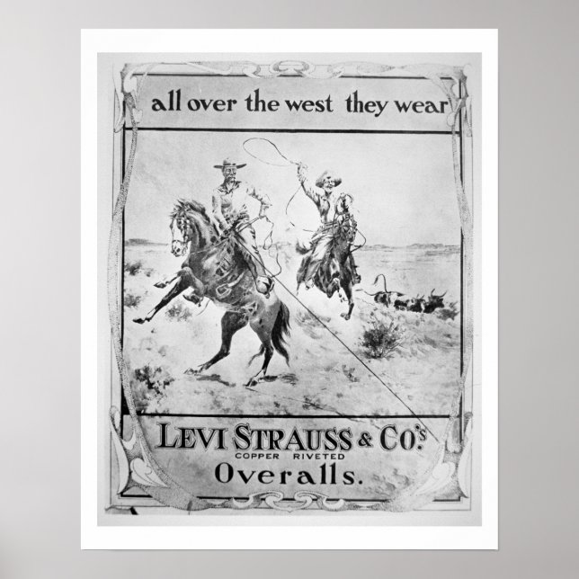 Póster Anuncio para Levi Strauss & Co, c.1900 (litho) (Frente)