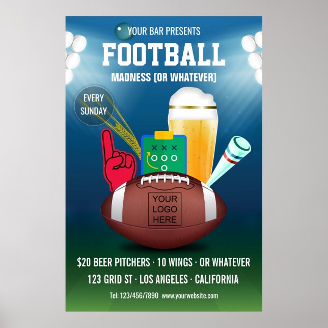 Póster Anuncio promocional del evento de fútbol de bar co (Frente)