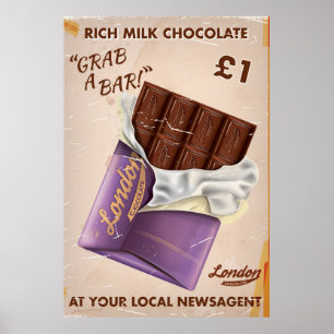 Póster Anuncio retro de chocolate británico.